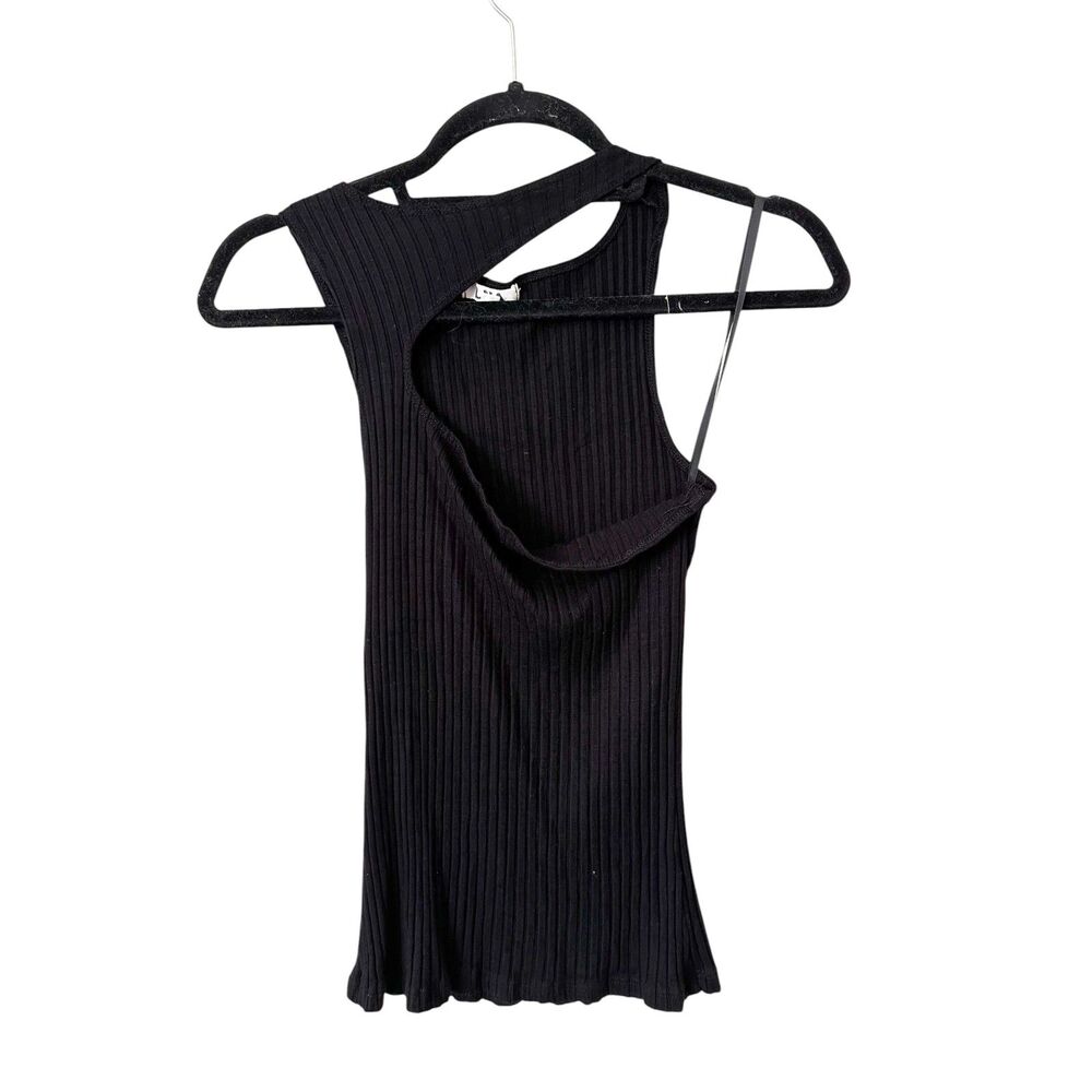 LNA Ribbed One Shouldered Top Black Large - Picture 2 of 5